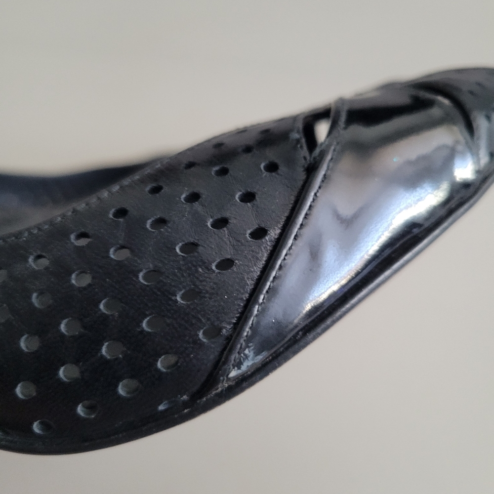 Stuart Weitzman Black Peep Toe Heels Women's Size 10 - Picture 11 of 11